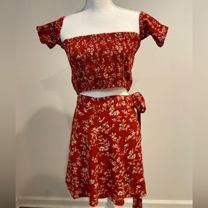 2 piece top and skirt set